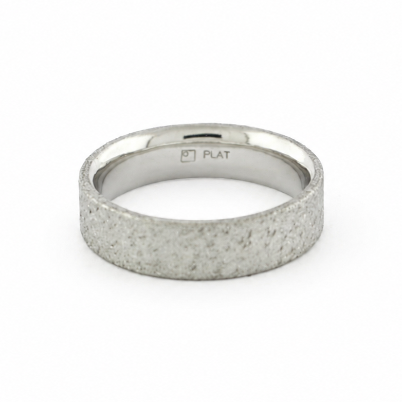 Mastermind Band in Palladium 500 with rustic textured exterior and polished comfort fit interior.