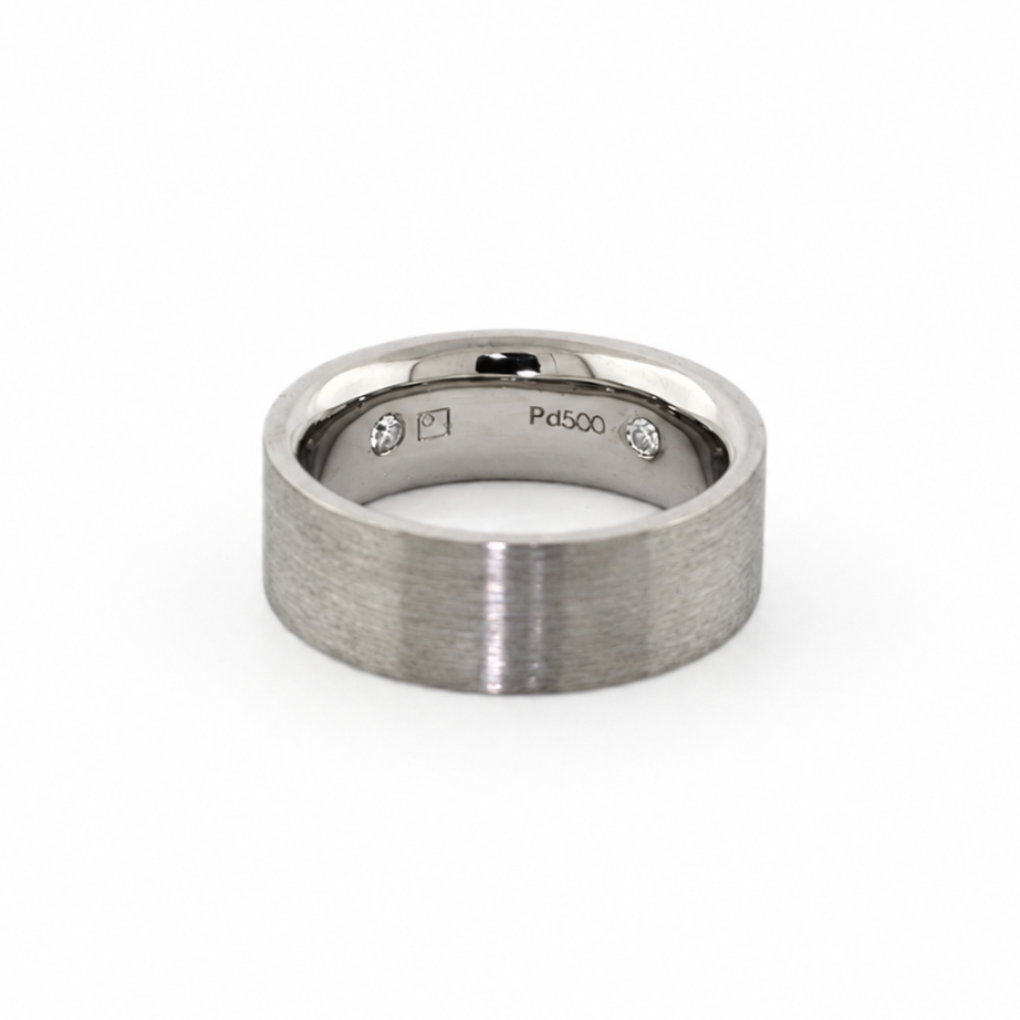 Shannahan flat rectangular band with brushed exterior finish and polished comfort fit interior.