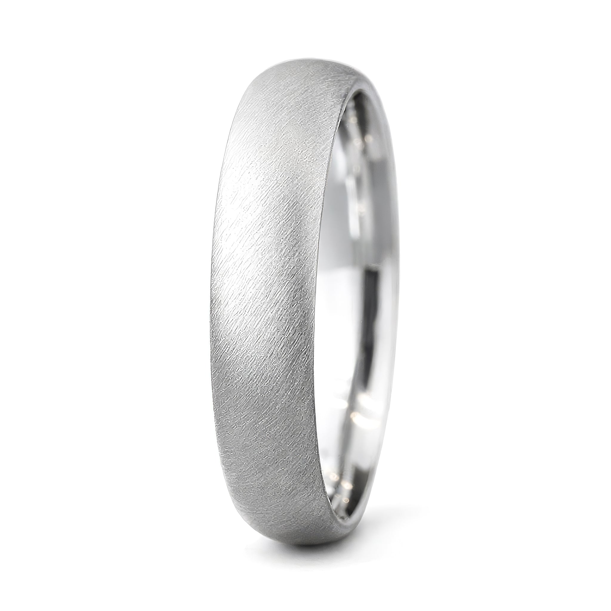 Gillespie half-round comfort fit band with brushed matte exterior and polished interior.
