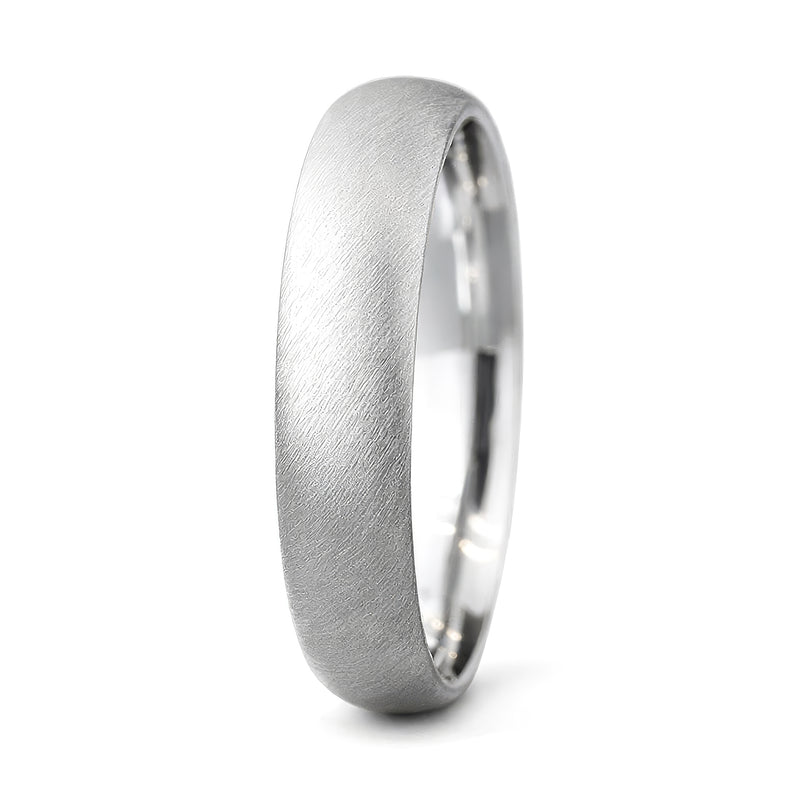 Gillespie half-round comfort fit band with brushed matte exterior and polished interior.