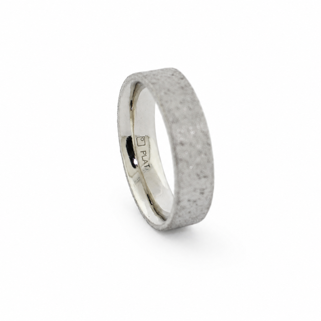 Mastermind Band in Palladium 500 with rustic textured exterior and polished comfort fit interior.