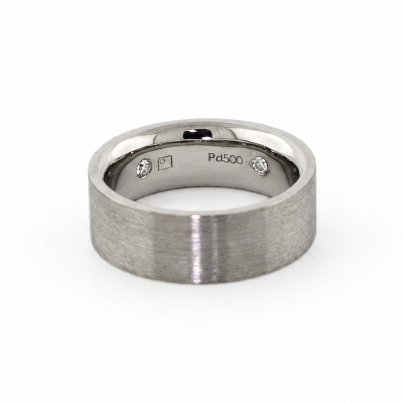 Shannahan flat rectangular band with brushed exterior finish and polished comfort fit interior.