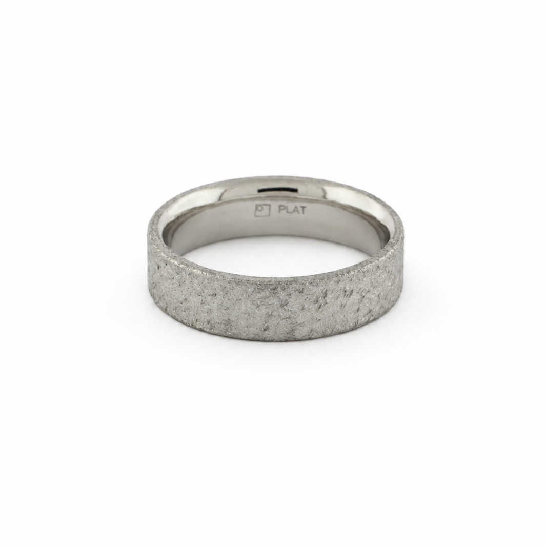 Mastermind Band in Palladium 500 with rustic textured exterior and polished comfort fit interior.