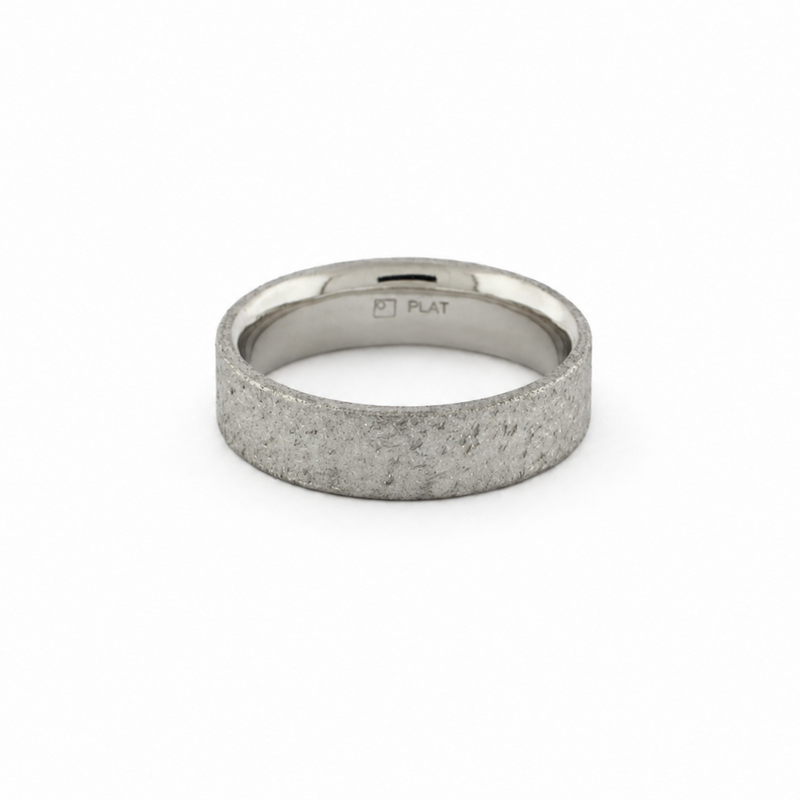 Mastermind Band in Palladium 500 with rustic textured exterior and polished comfort fit interior.