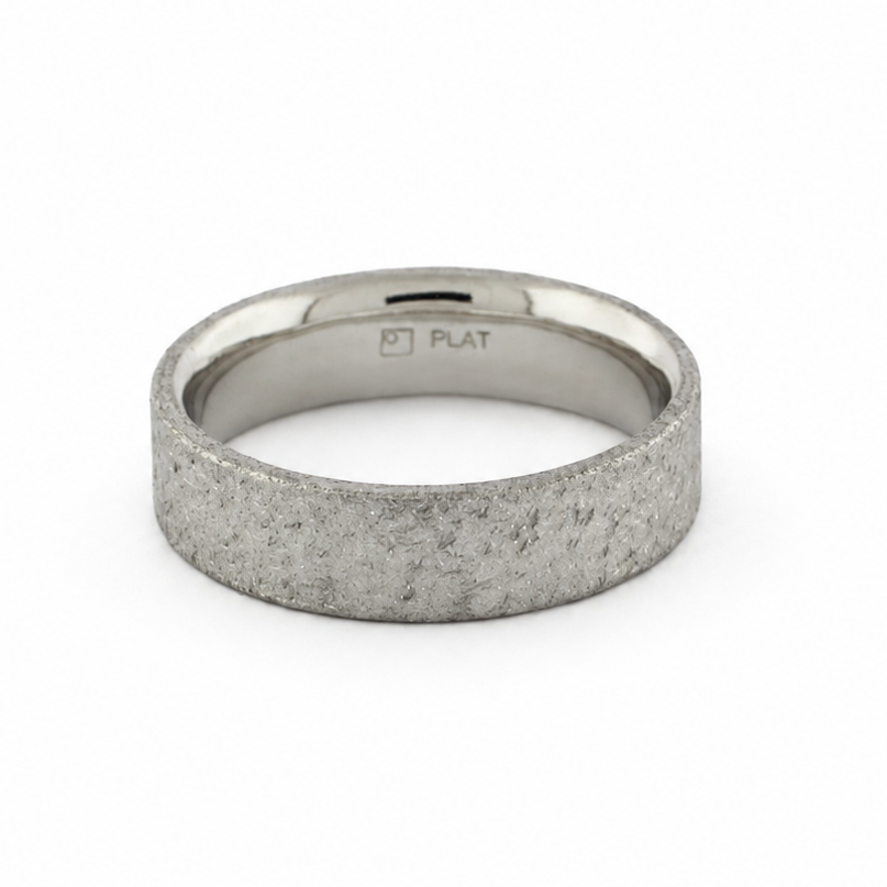 Mastermind Band in Palladium 500 with rustic textured exterior and polished comfort fit interior.